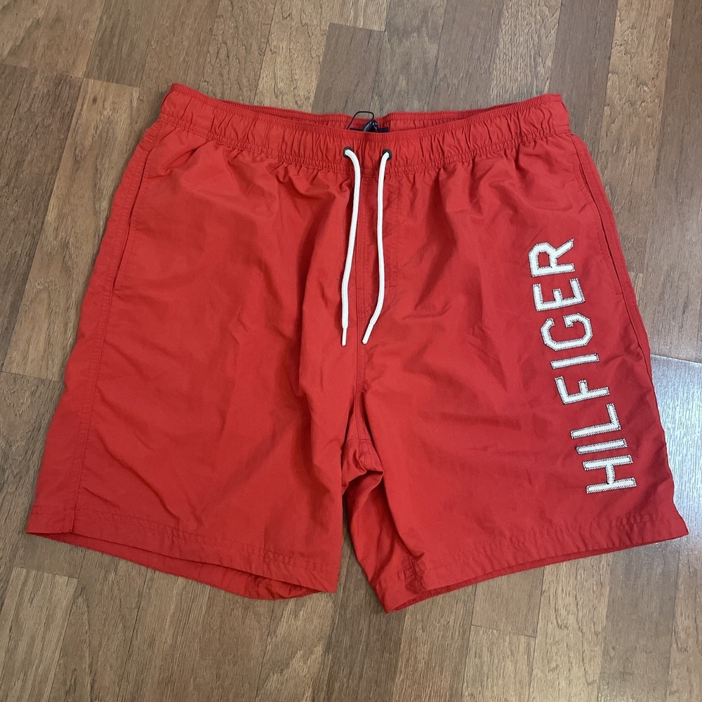 Tommy Hilfiger Swim Trunks Men's Size XL Red Logo Swimwear Mesh Liner